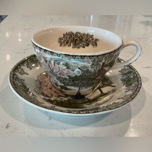 Vintage Johnson Bros Friendly Village Jumbo Oversized Cup/Saucer Good Condition